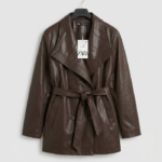 veste en cuir marron